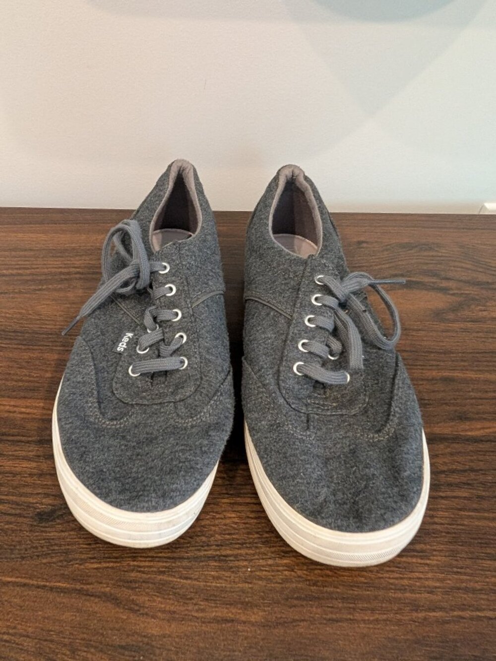 Charcoal Grey Keds Boat Shoes Sneakers White Sole, Like New, Size 9